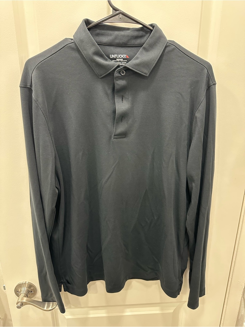 UNTUCKit Men's Long Sleeve Polo - Charcoal Black